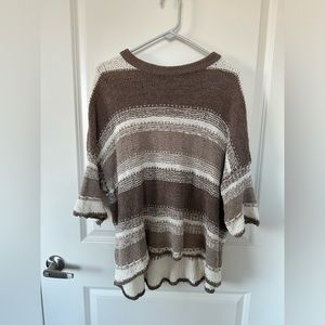 Aerie Earth Tones Knit Oversized High Low Pullover Sweater